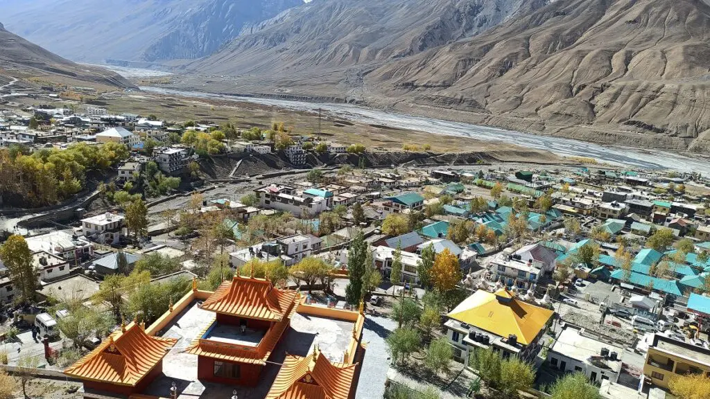 view of kaza town in lahaul spiti monastery view