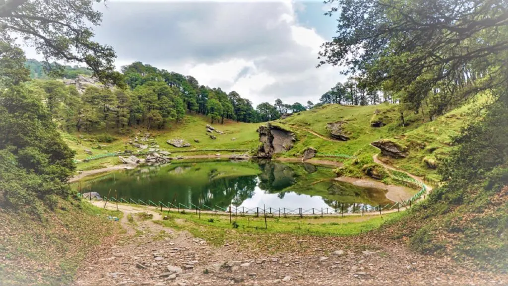 view of serolsar lake in jibhi tirthan valley