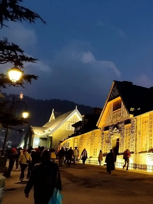 shimla mall road vies in night during chandigarh to shimla trip