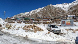 snow covered chitkul village in kinnaur himachal pradesh