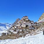 winter view of key monastery in winter kaza spiti valley