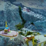 diskit monastery in nubra valley leh arial view of Buddha statue