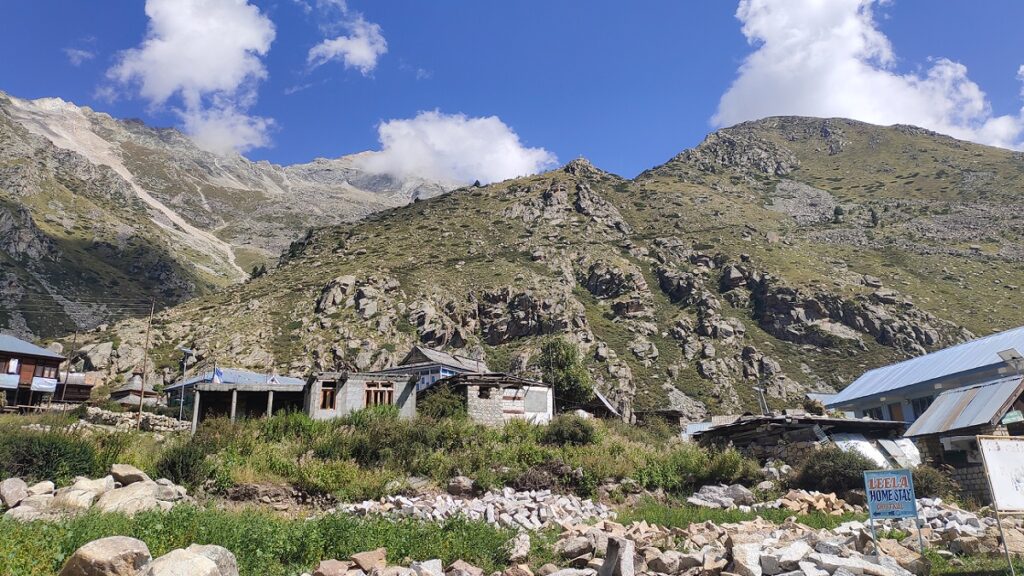 view of village in summers in sangla valley