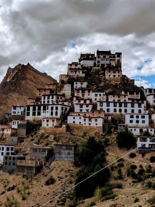 view of key monastery in summers one of the largest monastery in spiti valley