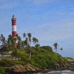 light house on on kovalam beach in kerala