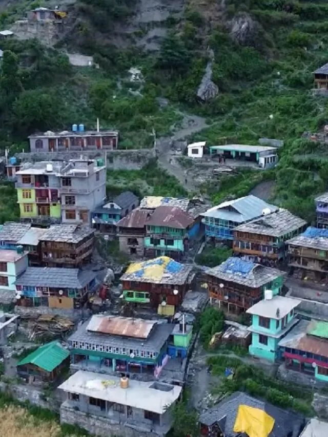 ariel view of rasol village in kasol