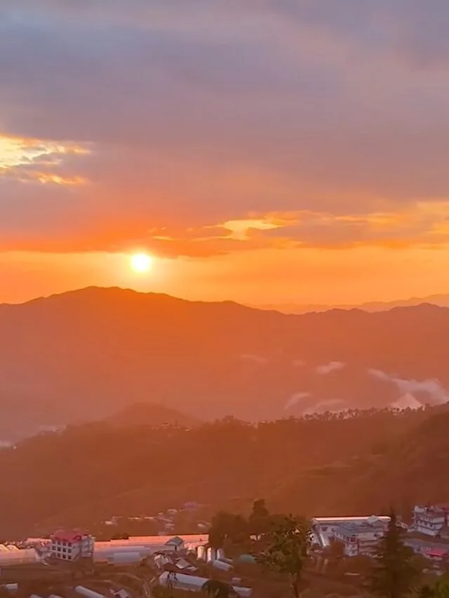 sunset view from mountains of chail in himachal pradesh