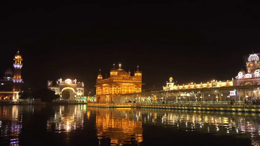 view of golden temple Amritsar in night