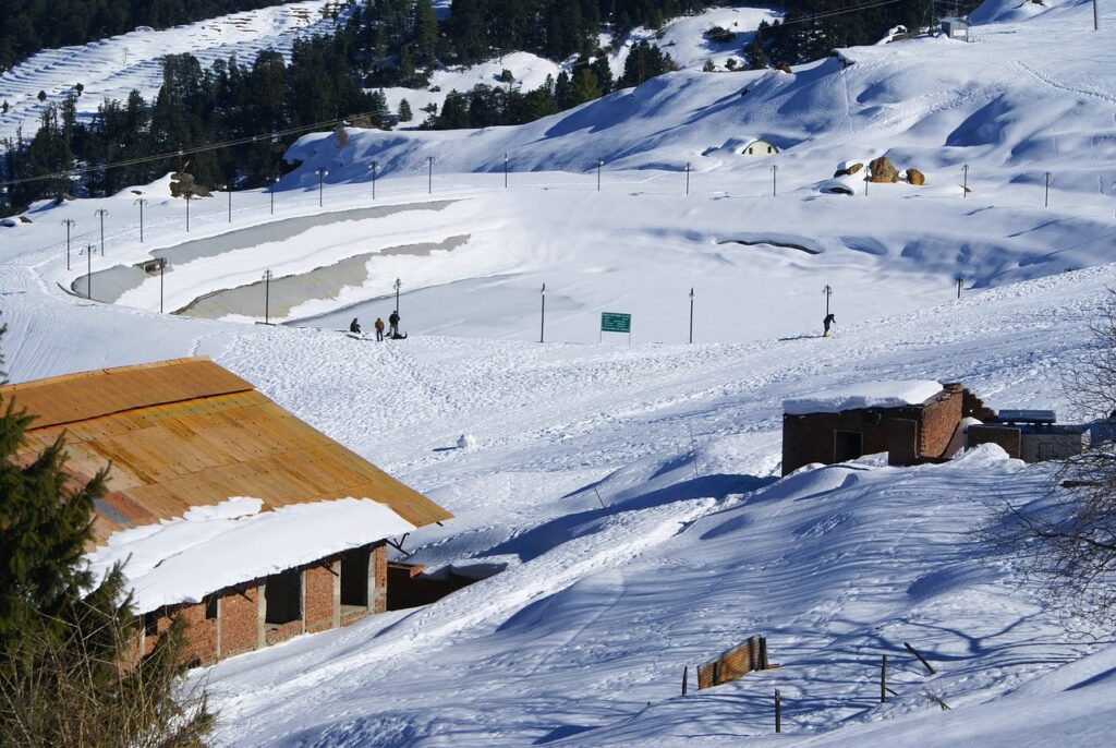 Auli In Uttarakhand Snow covered mountain, lake, Auli hill station