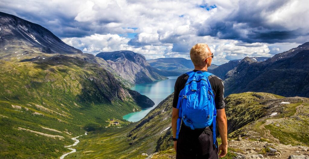 eco tourism trek backpacker, mountains, panorama, viewpoint, backpacking, hiker, hiking, mountain ranges, valley, mountain valley, lake, mountain lake, landscape, nature, norway, outdoors, bessegen, man, hiking, hiking, hiking, hiking, hiking, Eco-Friendly Travel Tips for a Lighter Footprint