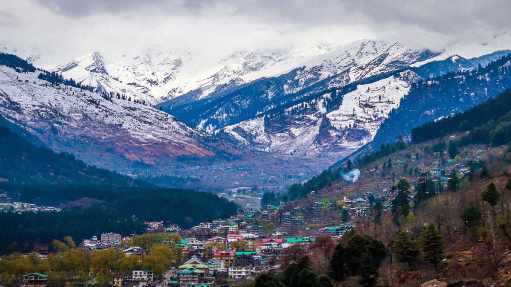 kullu valley png kullu valley in himachal pradesh, snow covered mountains and beautiful town of kullu